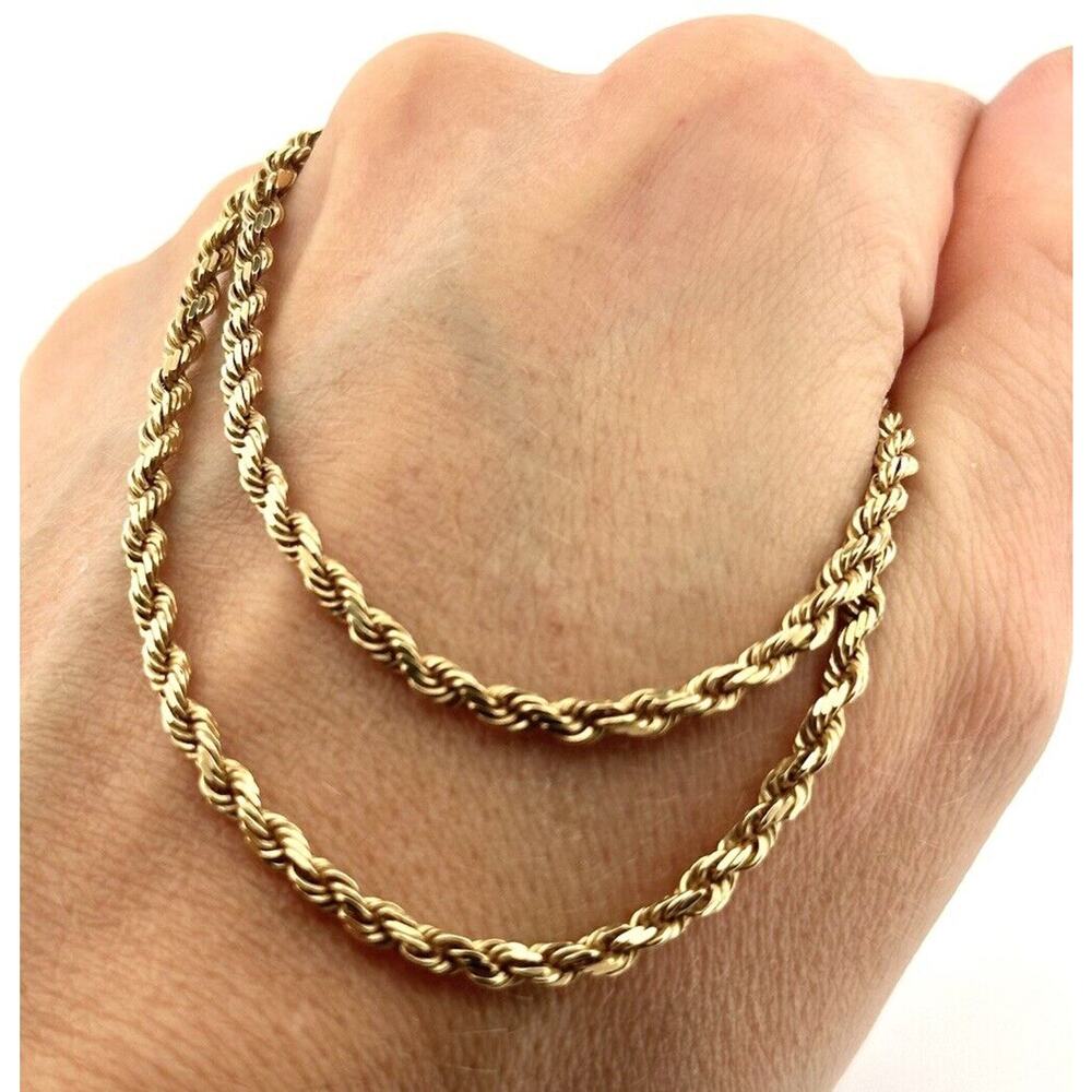 14k Solid Yellow Gold 15.6grams Twisted Rope Chain Necklace